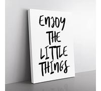 Enjoy The Little Things Typography Quote Canvas Wall Art Print Ready to Hang, Framed Picture for Living Room Bedroom Home Office Décor, 76x50 cm (30x20 Inch)