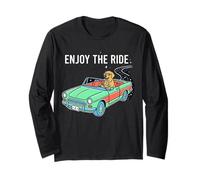 Enjoy The Ride Cosmic Dog Retro Car Vector Art Long Sleeve T-Shirt