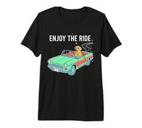 Enjoy The Ride Cosmic Dog Retro Car Vector Art Premium T-Shirt
