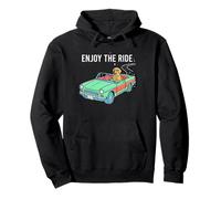 Enjoy The Ride Cosmic Dog Retro Car Vector Art Pullover Hoodie