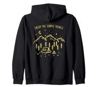 Enjoy The Simple Things Campfire Nature Minimalist Camping Zip Hoodie