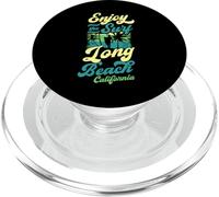 Enjoy The Surf Long Beach California Retro Style Surfing PopSockets PopGrip for MagSafe