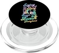 Enjoy The Surf Ocean City Beach Maryland Retro Style Surfing PopSockets PopGrip for MagSafe