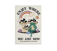 Enjoy Where You Are Affirmation Vintage Style Poster Set - Wall Decor, Aesthetic Canvas Painting for A Cozy Homer 12x18inch(30x45cm)