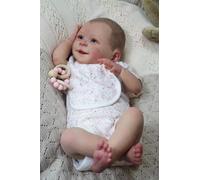 Enjoy with Love New 19inch Newborn Baby Doll sebastian Reborn Baby Boy Size Real Picture Handmade 3D Skin Hand drawn hair Visible Veins (White)