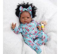 Enjoy with Love New 19inch Reborn Baby Doll Lifelike Lanny Dark Skin Cuddly Soft Body Hand Paint Collectible Art