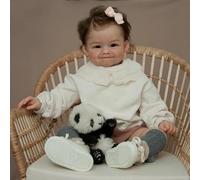 Enjoy with Love New 24inch Raya Reborn Toddler Girl Soft Cloth Body Rooted Hair Hand Painted Doll 3D (brown eyes)