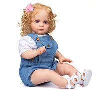 Enjoy with Love New 60CM Rooted Long Curly hair Handmade Maggie Reborn Toddler Detailed Lifelike Painting Collectible Art Doll