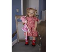 Enjoy with Love New 60CM Soft Cloth Body Reborn Toddler Girl Princess Betty Hand Detailed 3D Painting Visible Veins Rooted Long Curly Blond Hair (blue eyes)