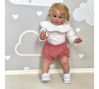 Enjoy with Love New 66cm Pippa Already Painted Finished Doll Reborn Toddler Huge Baby Size Popular Lifelike Soft Touch 3D Skin Art Doll (blue eyes)