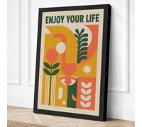 Enjoy Your Life Mid-Century Canvas Wall Art Print 18x12 Inch (46 x 30 cm)