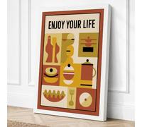 Enjoy Your Life Mid-Century Canvas Wall Art Print 18x12 Inch (46 x 30 cm)
