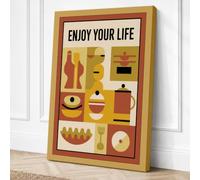 Enjoy Your Life Mid-Century Canvas Wall Art Print 18x12 Inch (46 x 30 cm)