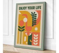 Enjoy Your Life Mid-Century Canvas Wall Art Print 24x16 Inch (61 x 41 cm)