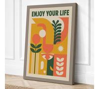 Enjoy Your Life Mid-Century Canvas Wall Art Print 24x16 Inch (61 x 41 cm)