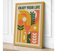 Enjoy Your Life Mid-Century Canvas Wall Art Print 24x16 Inch (61 x 41 cm)