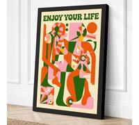Enjoy Your Life Mid-Century Canvas Wall Art Print 30x20 Inch (76 x 51 cm)