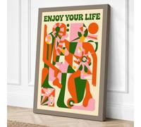 Enjoy Your Life Mid-Century Canvas Wall Art Print 30x20 Inch (76 x 51 cm)