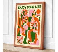 Enjoy Your Life Mid-Century Canvas Wall Art Print 36x24 Inch (91 x 61 cm)
