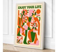 Enjoy Your Life Mid-Century Canvas Wall Art Print 36x24 Inch (91 x 61 cm)
