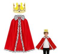 Enjoyaa 2 Pcs King Costume Kids Set - Wise Man/Nativity King Costume with Crown & Cape, Role Play Robe for Boys,Christmas Nativity Play, Halloween, Coronation & Birthday Dress Up