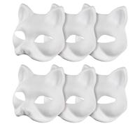 Enjoyaa Cat Mask,6 Pcs DIY White Fox Cat Face Blank Hand Painted Mask DIY Hand Painted Personality Masquerade Masks for Kids Adults Masks,Cosplay Party,Halloween Party
