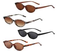Enjoyaa Oval Sunglasses,4 Pcs Retro Oval Sunglasses 90s Narrow Small Face Vintage Sun Glasses for Women Girls,Chic Cat Eye Sunglasses,UV400,4 Colors