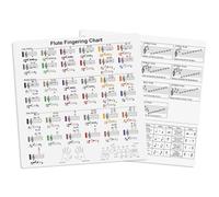 Enjoyard Flute Fingering Chart with All Major Scales, Note Rest & Dotted Rhythm Learning Card, Waterproof Flute Reference Guide for Beginner & Advanced Players