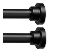 ENJOYBASICS Adjustable Spring Tension Curtain Rods 32 to 66 Inches, Stainless Steel Matte Black Shower Rod No Drilling for Window, Bathroom, Closet, Room Divider, 7/8" Diameter, 2 Pack