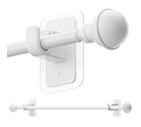 ENJOYBASICS No Drill Curtain Rods for Window 28 to 47 Inches, 5/8 Inch Diameter Renter Friendly Drapery Rod with Adhesive Brackets without Drilling, Adjustable from 27 to 52 Inches, White