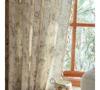 ENJOYBRIDAL Floral Curtains 84 Inch Long Vintage 2 Panels Drapes Rod Pocket Semi Sheer Rustic Bedroom Window Curtain Panels Boho Tassel Living Room Farmhouse Botanical Window Treatments
