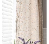 ENJOYBRIDAL Floral Curtains 96 Inch Length 2 Panels Tassel Drapes Rod Pocket Semi-Sheer Boho Daisy Bedroom Living Room Farmhouse Rustic Bohemian Window Curtain Panels