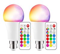 enjoydeal 2pcs B22 RGB Led Light Bulb 12 Colour Changing Remote Control Bayonet Ambient Lamp (White)