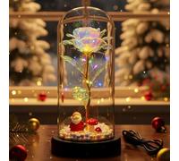 enjoydeal Galaxy Eternal Rose LED Light,Christmas Santa Claus Decor USB Chargeable Shines Rose Nightlight,for Valentine's Xmas Wedding Birthday (Multicolored with box)
