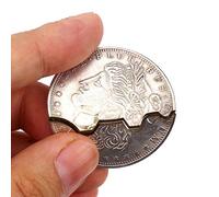 Enjoyer Bite and Restore Folding Coin,Two Fold Bite Coin Magic Gimmick Appearing/Vanishing Coin Magic Tricks Stage illusion Props (Morgan Version)