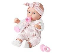 Enjoyin 12'' Baby Doll in Gift Box with Pink Cloths, Pacifier, 13''x13'' Microfabric Blanket, and Feeding Bottle. Gift Idea for Ages 3+