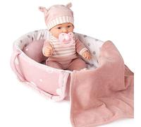 Enjoyin 12'' Baby Doll Playset with Washable Doll Accessories includes Carrier Bassinet Bed, Pacifier, Blanket, and Pillow, First Baby Dolls For Toddlers 36 Months And Up