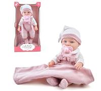 Enjoyin 12 Inch Baby Doll Playset for Toddlers Girl - Doll Accessories with Pink Clothes, Pacifier, Feeding Bottle& Soft Blanket, for Girls Ages 3 and Up