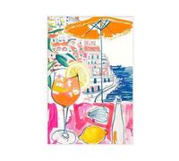 Enjoying A Drink in The Sunby The Beach Painting Canvas Poster Wall Art Print Picture Paintings 20x30inch(50x75cm)
