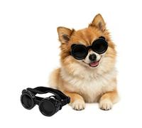 Enjoying Dog Goggles Extra-Small to Small Breeds, Dog Sunglasses UV Protection, Driving Eye Protection for Little Dogs, Breathable Windproof Dustproof Anti-Fog, Adjustable Straps, Panda Black