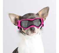 Enjoying Dog Goggles for Small Dogs, UV Protection Dog Sunglasses Small, Outdoor Doggies Eye Protection, Windproof Dustproof, Adjustable Head & Chin Straps, Cool Pink