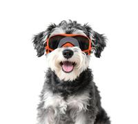 Enjoying Dog Goggles for Small to Medium Dogs, UV Protection Dog Sunglasses Small to Medium Breeds, Outdoor Doggies Eye Protection, Windproof Dustproof, Adjustable Head & Chin Straps, Cool Orange