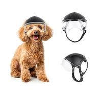 Enjoying Dog Helmet with Anti-UV Clear Goggles Pet Helmet with Ear Holes Anti-Sand Dog Hat for 7.5-12.5kg Dogs Cycling/Driving/Walking