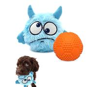 Enjoying Dog Interactive Toys 2-in-1 Dog Plush Squeaky Small Balls Pet Toys Halloween Xmas for Small Medium Large Dogs, Blue Monster