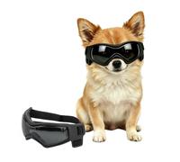 Enjoying Dog Sunglasses Extra-Small to Small Breeds, Dog Goggles UV Protection, Driving Eye Protection for Little Dogs, Breathable Windproof Dustproof Anti-Fog, Adjustable Straps, Style Black