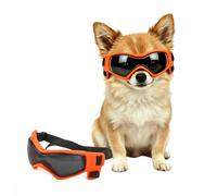 Enjoying Dog Sunglasses Extra-Small to Small Breeds, Dog Goggles UV Protection, Driving Eye Protection for Little Dogs, Breathable Windproof Dustproof Anti-Fog, Adjustable Straps, Style Orange
