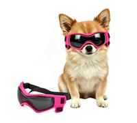 Enjoying Dog Sunglasses Extra-Small to Small Breeds, Dog Goggles UV Protection, Driving Eye Protection for Little Dogs, Breathable Windproof Dustproof Anti-Fog, Adjustable Straps, Style Pink