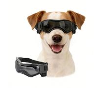 Enjoying Dog Sunglasses Medium Breed, Dog Goggles UV Protection, Cycling Eye Protection for Medium-Small Dogs, Outdoors Breathable Windproof Dustproof Anti-Fog, Adjustable Straps, Cool Black