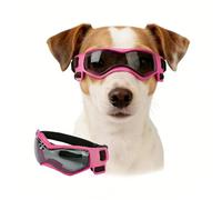 Enjoying Dog Sunglasses Medium Breed, Dog Goggles UV Protection, Cycling Eye Protection for Medium-Small Dogs, Outdoors Breathable Windproof Dustproof Anti-Fog, Adjustable Straps, Cool Pink