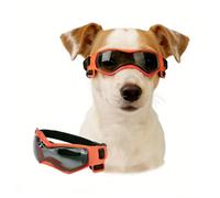 Enjoying Dog Sunglasses Medium Breed, Dog Goggles UV Protection, Cycling Eye Protection for Medium-Small Dogs, Outdoors Breathable Windproof Dustproof Anti-Fog, Adjustable Straps, Cool Orange